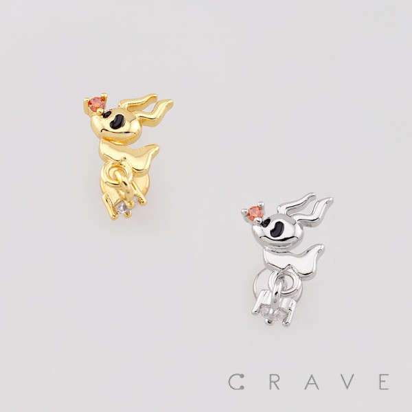 HALLOWEEN GHOST DOG ZERO PUMPKIN NOSE DANGLE CZ 316L SURGICAL STEEL THREADLESS PUSH-PIN LABRET SET